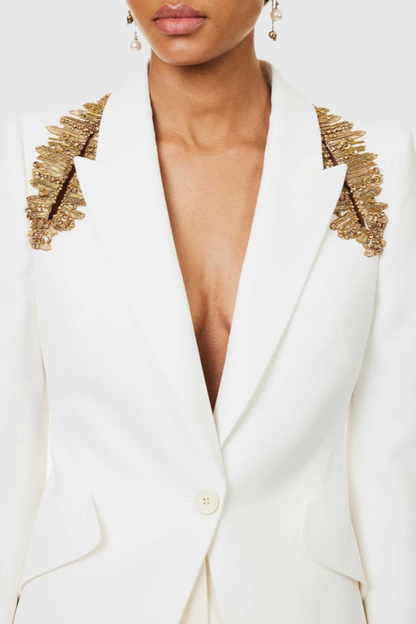 Jezreel Crystal Embellished Blazer & Pants Set