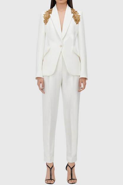 Jezreel Crystal Embellished Blazer & Pants Set
