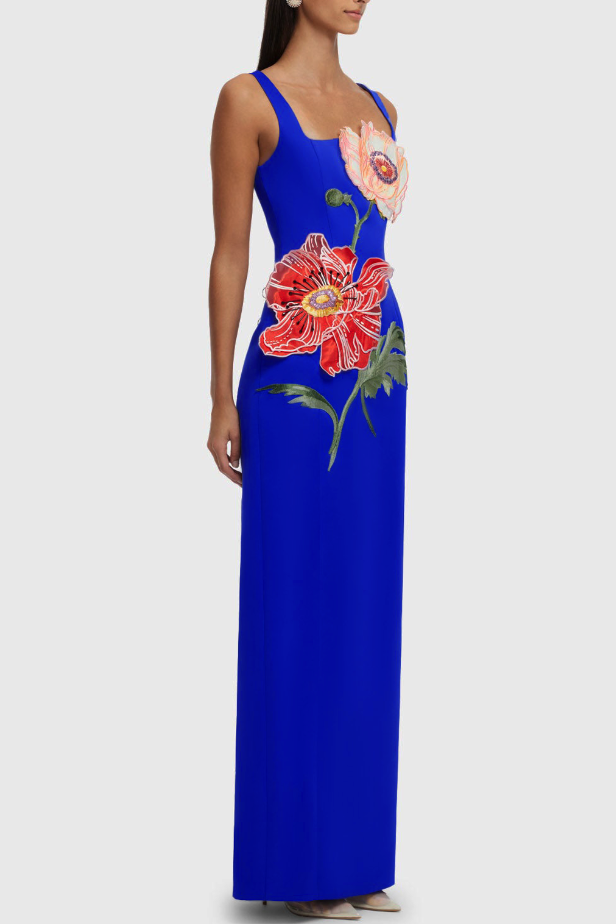 Jireh Floral Embroidery Maxi Dress - Blue
