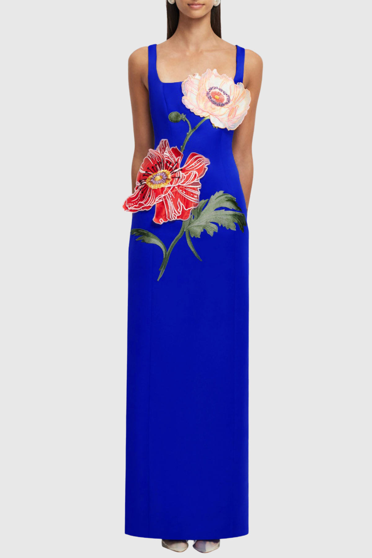 Jireh Floral Embroidery Maxi Dress - Blue
