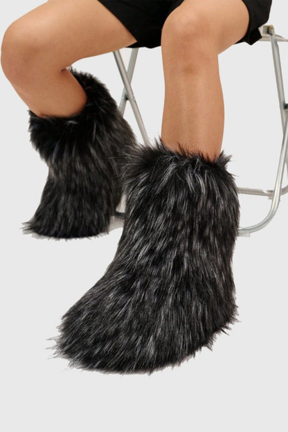 Jiyata Faux Fur Ankle Boots - Black
