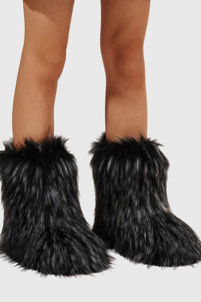 Jiyata Faux Fur Ankle Boots - Black