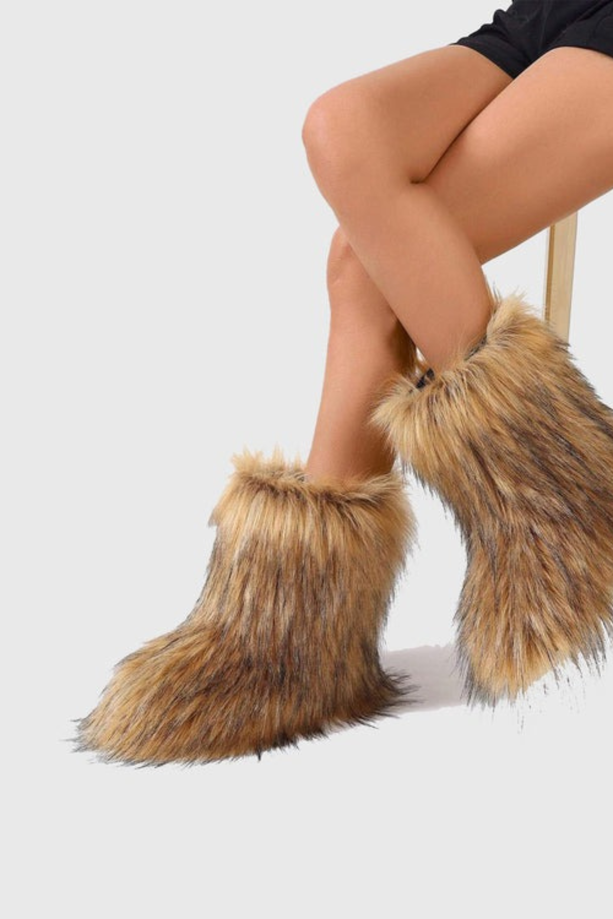 Jiyata Faux Fur Ankle Boots - Brown