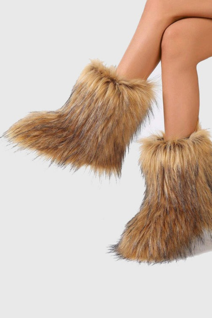 Jiyata Faux Fur Ankle Boots - Brown