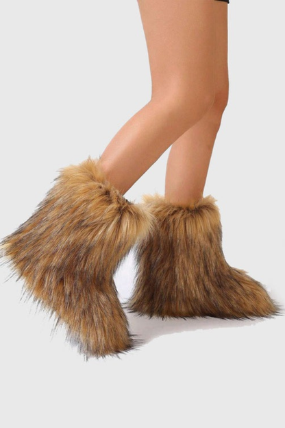 Jiyata Faux Fur Ankle Boots - Brown