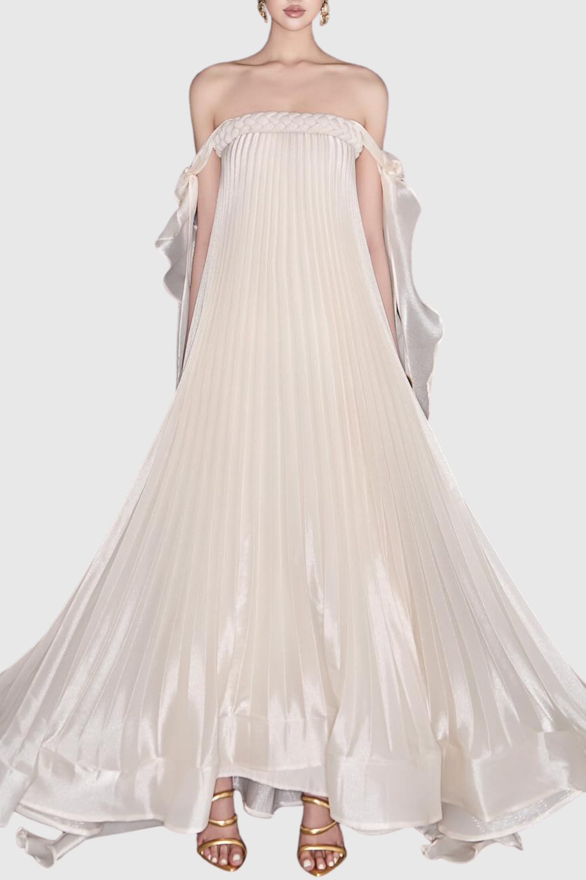 Johan Off Shoulder Pleated Maxi Dress