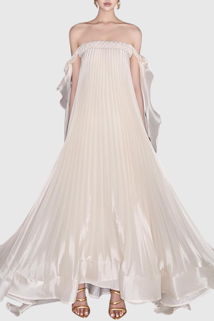 Johan Off Shoulder Pleated Maxi Dress