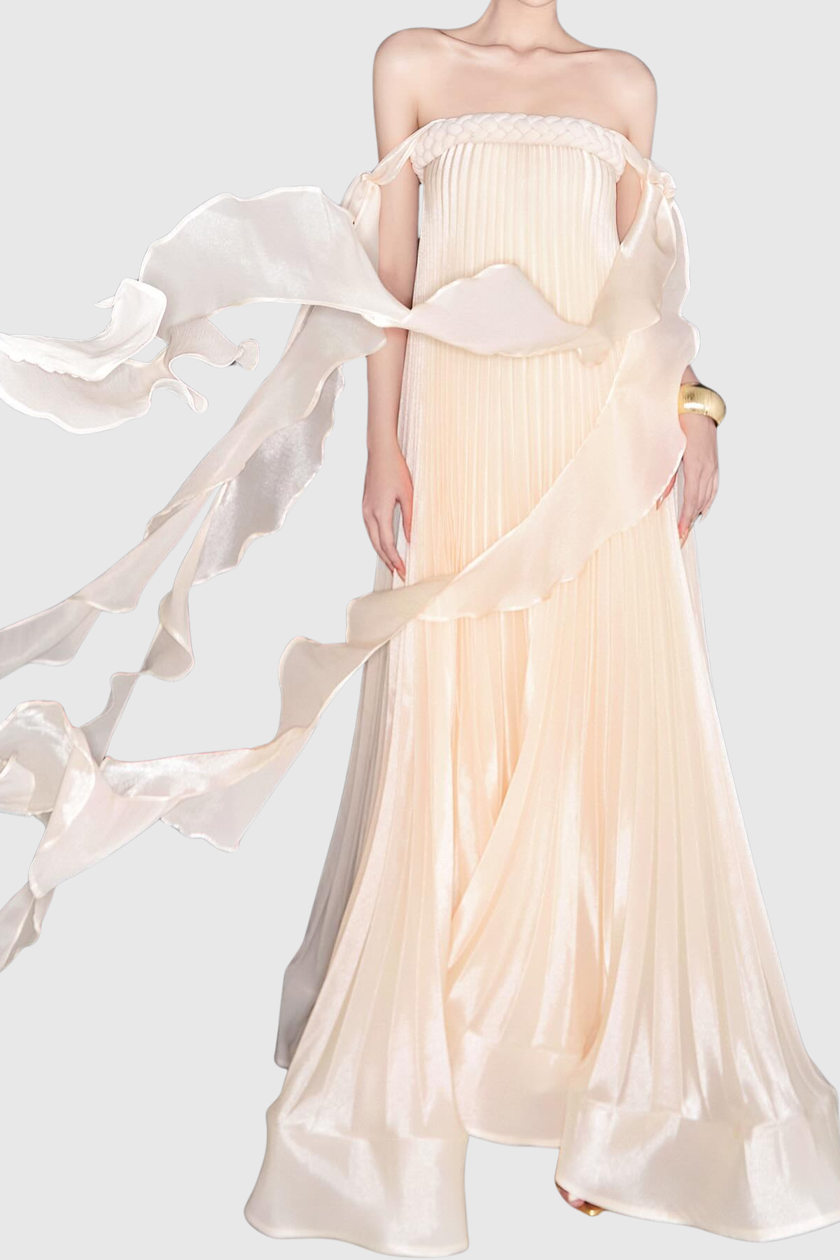 Johan Off Shoulder Pleated Maxi Dress