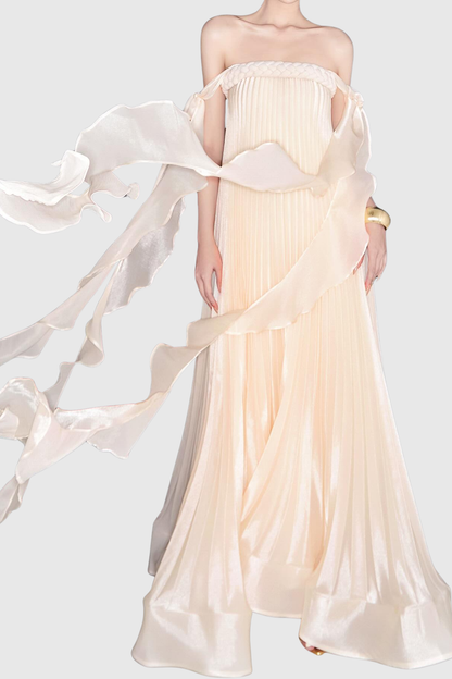 Johan Off Shoulder Pleated Maxi Dress
