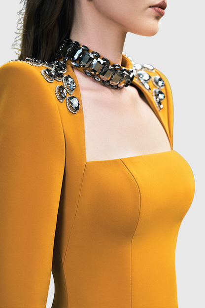 Jonahe Crystal Choker Embellished Maxi Dress