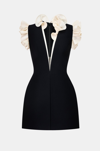 Joraca Ruffle Plunge Mini Dress