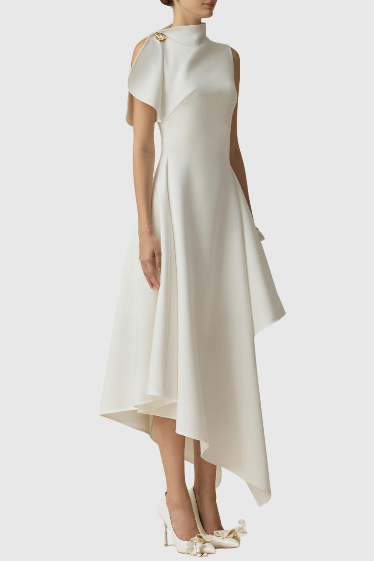 Jorah Asymmetric Ruffle Midi Dress