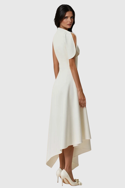 Jorah Asymmetric Ruffle Midi Dress
