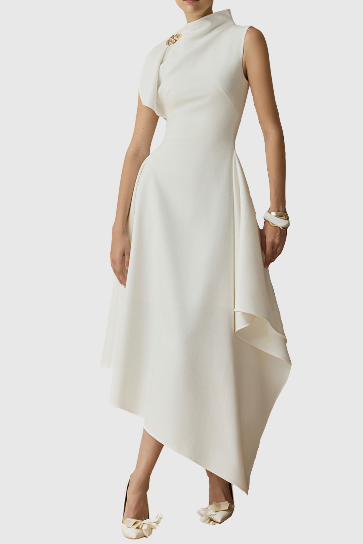 Jorah Asymmetric Ruffle Midi Dress