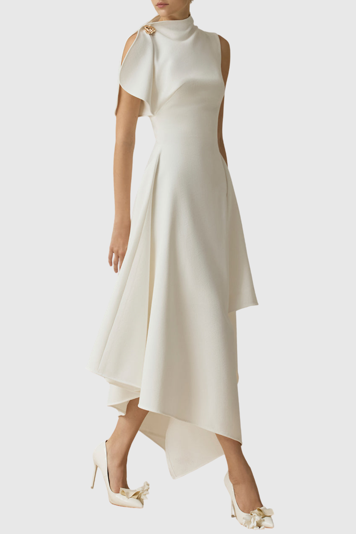 Jorah Asymmetric Ruffle Midi Dress