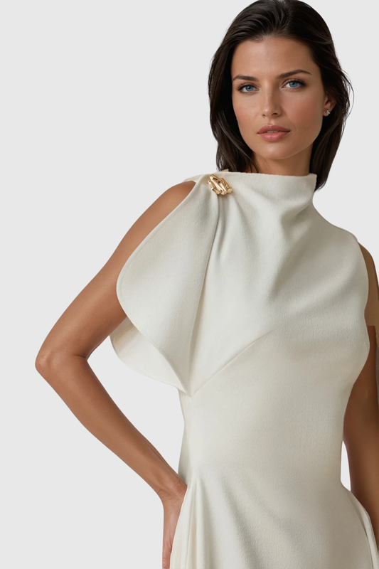 Jorah Asymmetric Ruffle Midi Dress