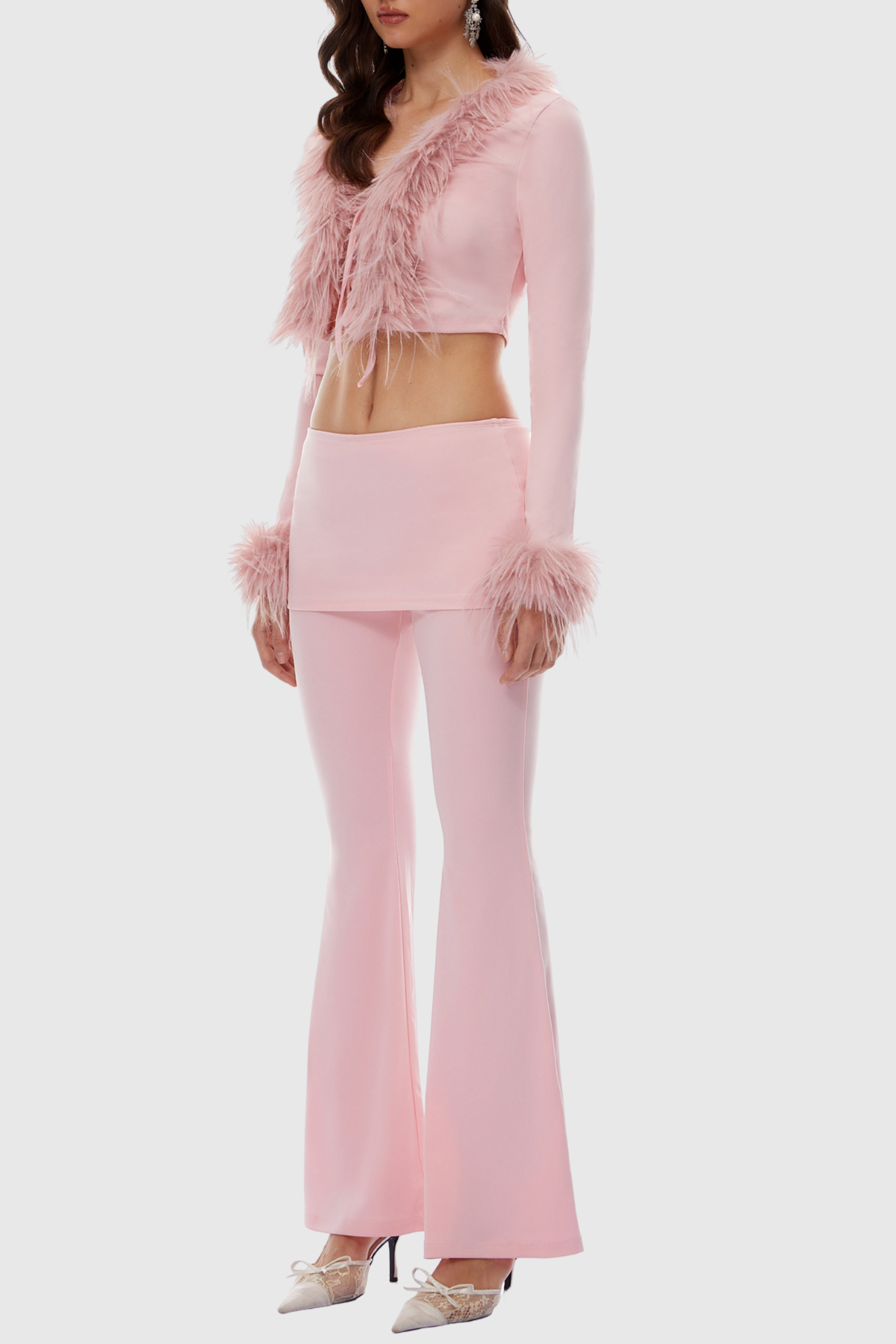 Jordca Faux Fur Trim Top & Pants Set