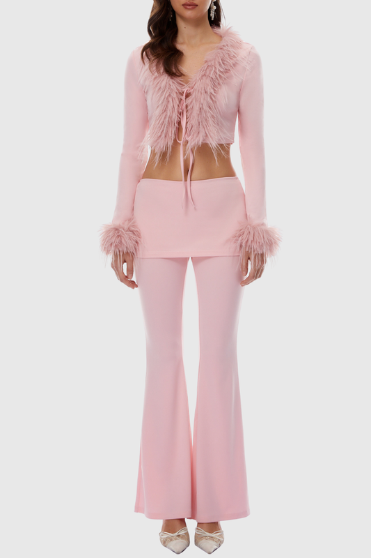 Jordca Faux Fur Trim Top & Pants Set