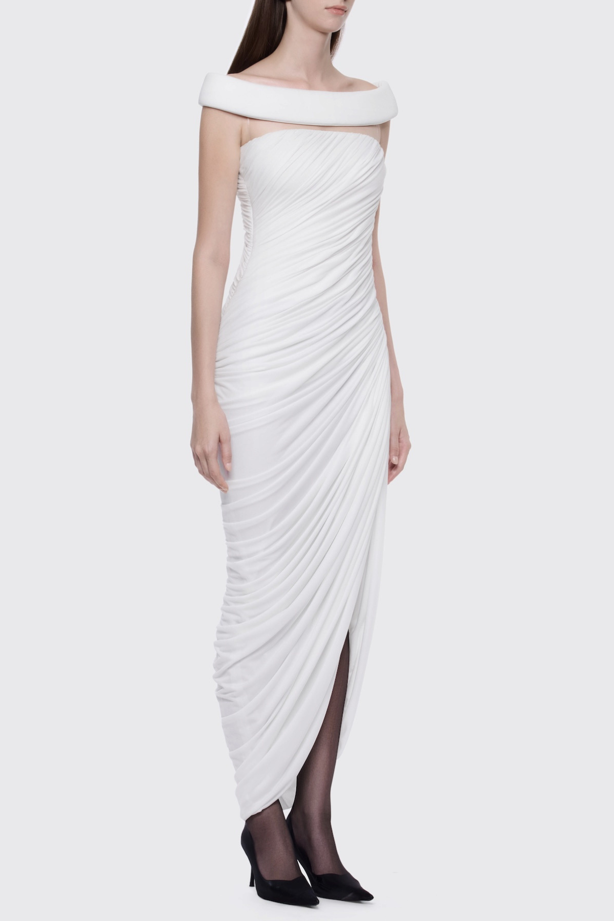 Josefina Off Shoulder Ruched Midi Dress - White