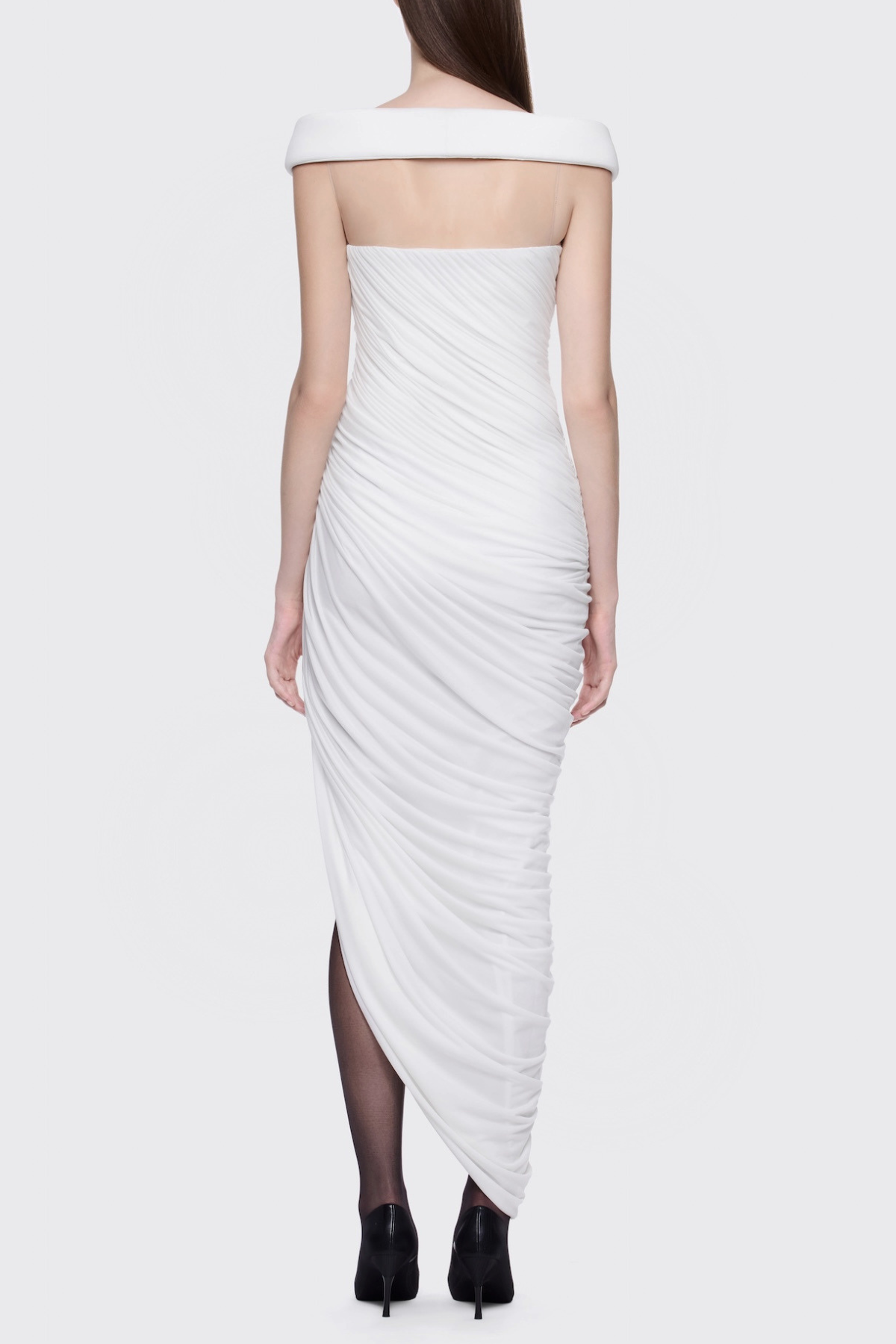 Josefina Off Shoulder Ruched Midi Dress - White