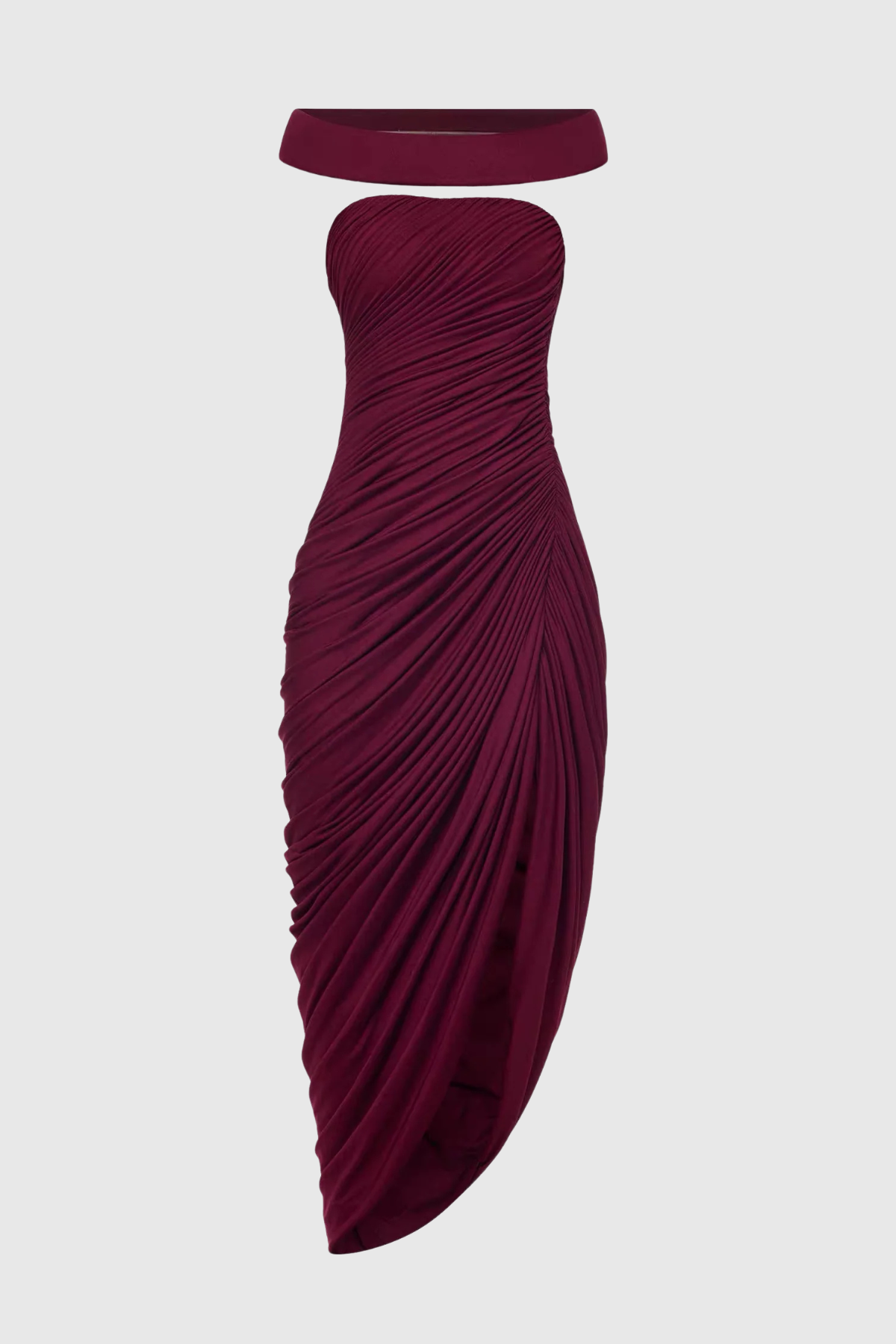 Josefina Off Shoulder Ruched Midi Dress - Wine