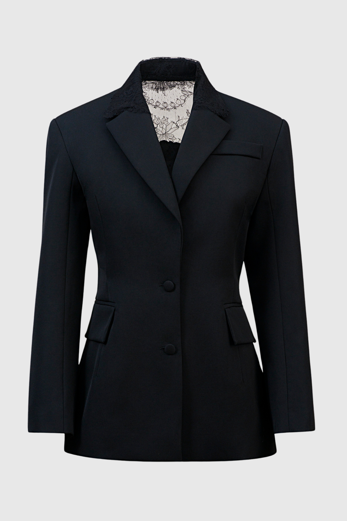 Joshra Floral Lace Blazer - Black