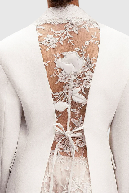 Joshra Floral Lace Blazer - White