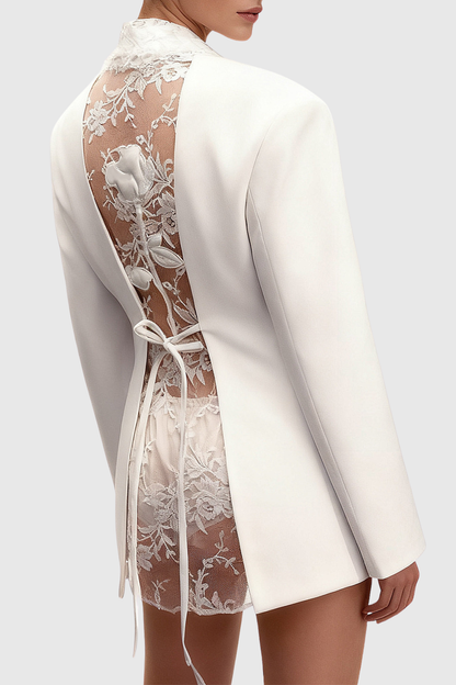 Joshra Floral Lace Blazer - White