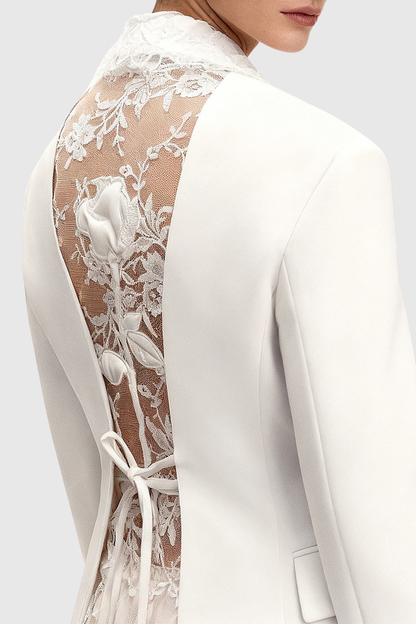 Joshra Floral Lace Blazer - White