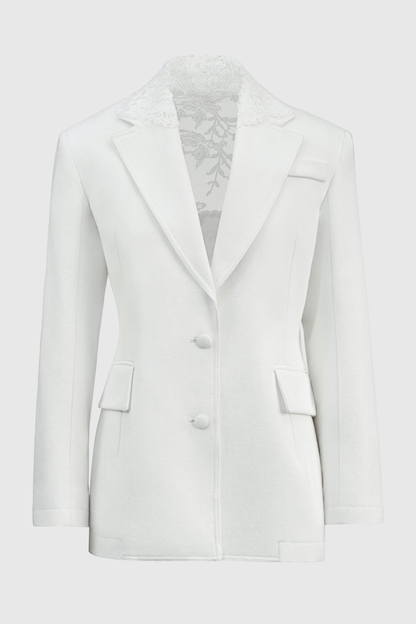 Joshra Floral Lace Blazer - White