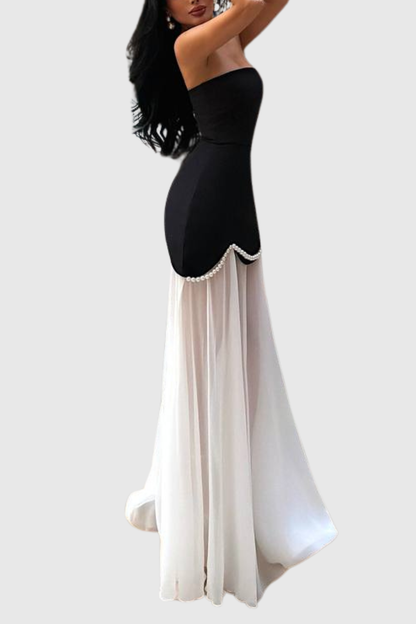 Josias Pearl Embellished Strapless Maxi Bandage Dress - Black