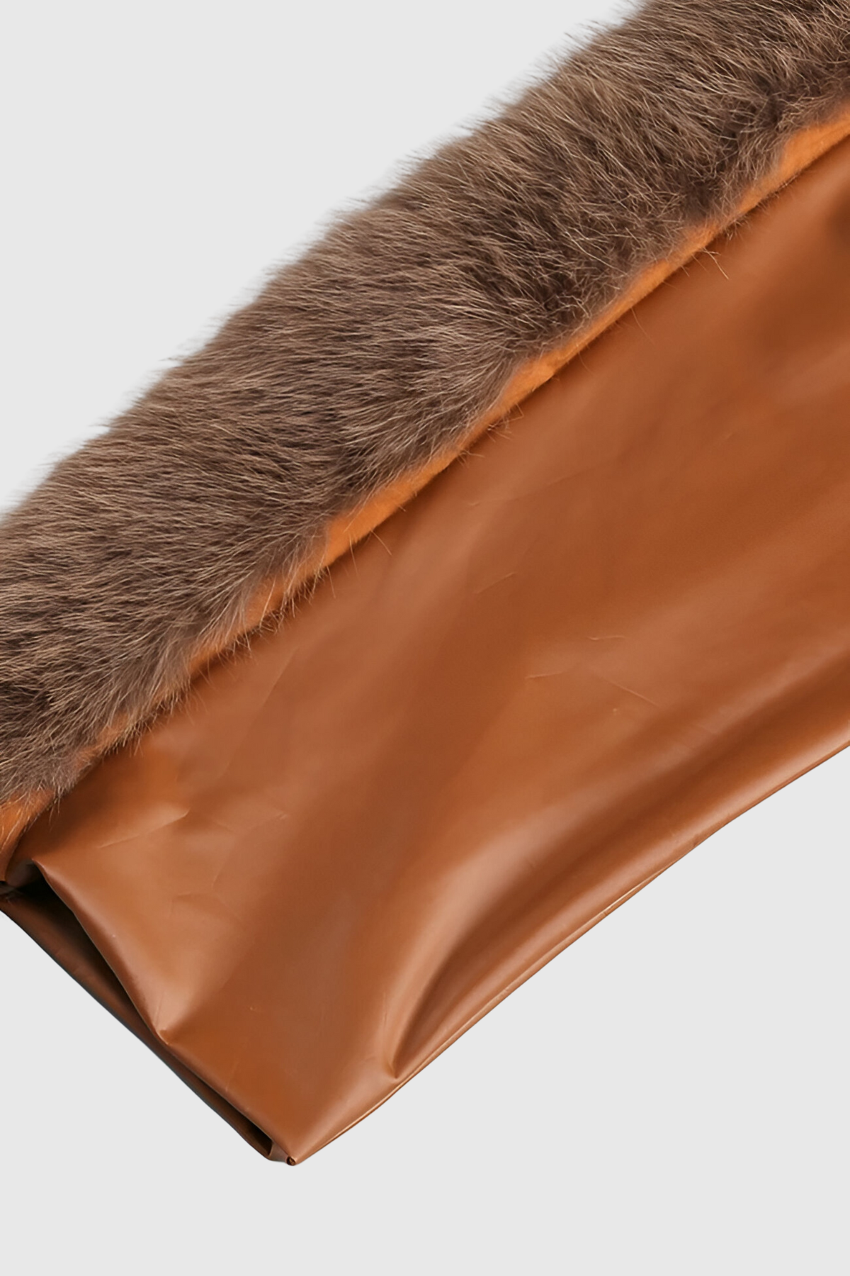 Joura Faux Fur One Shoulder Leather Mini Dress