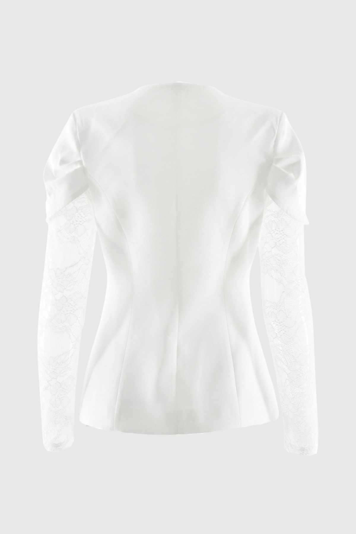 Jream Plunge Lace Blazer - White