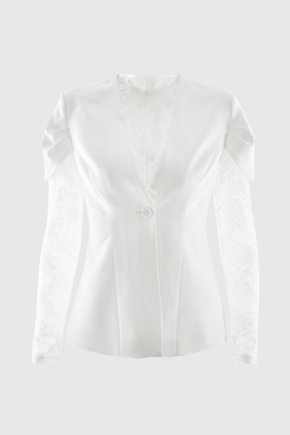 Jream Plunge Lace Blazer - White