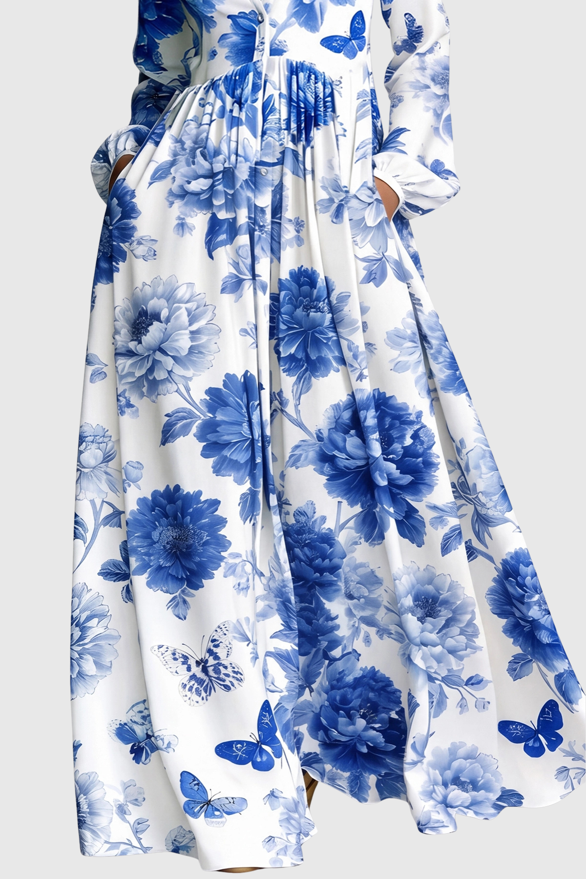 Judie Floral Print Maxi Dress - Blue