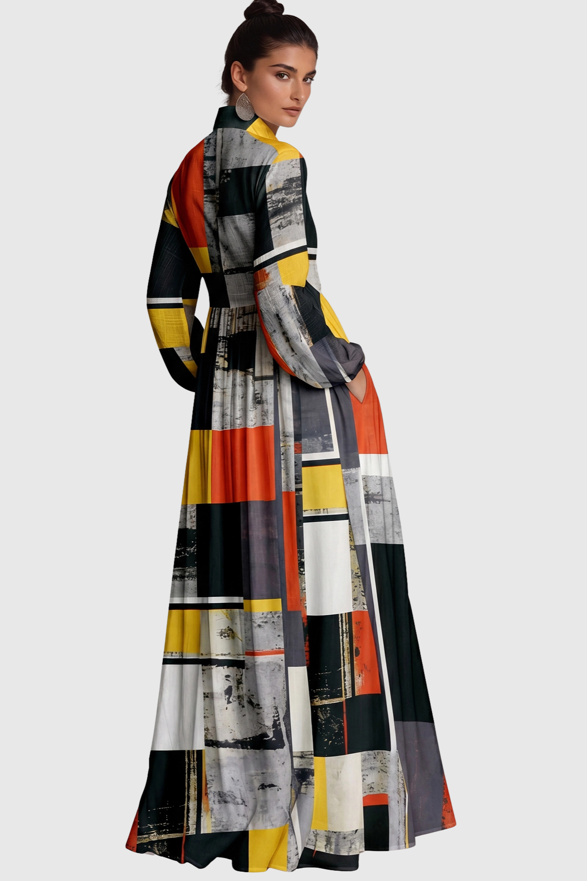 Judie Geometric Print Maxi Dress - Black