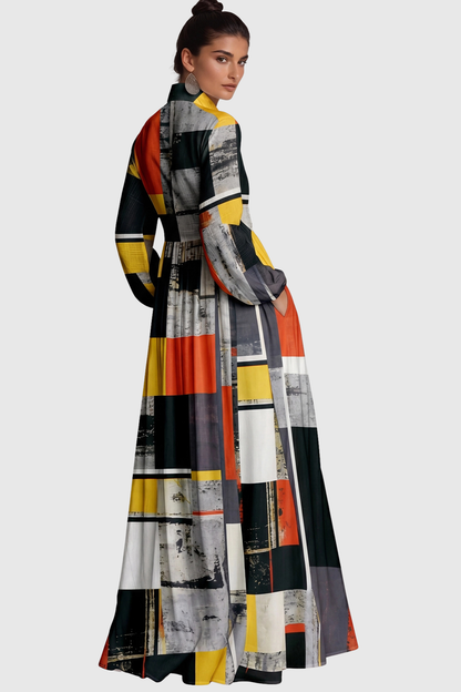 Judie Geometric Print Maxi Dress - Black