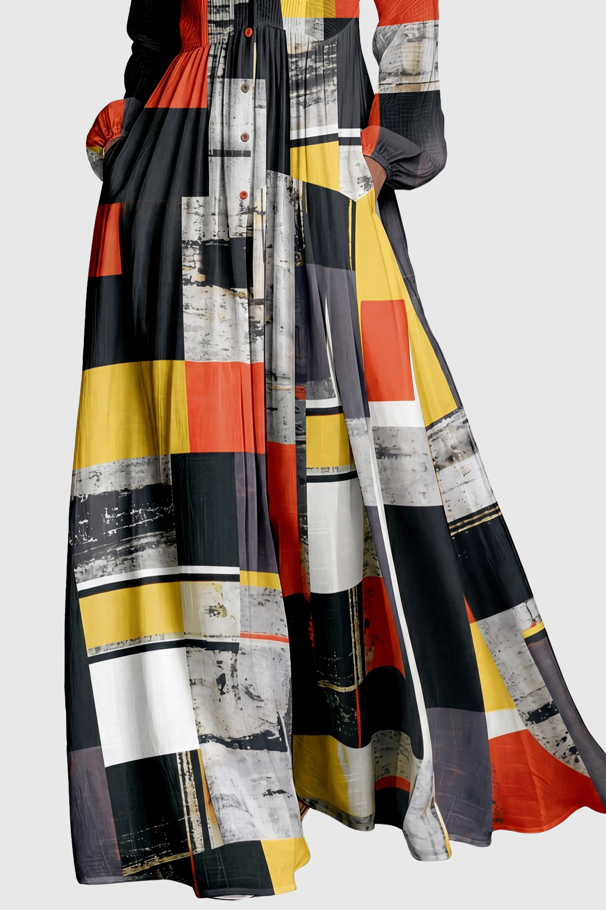 Judie Geometric Print Maxi Dress - Black
