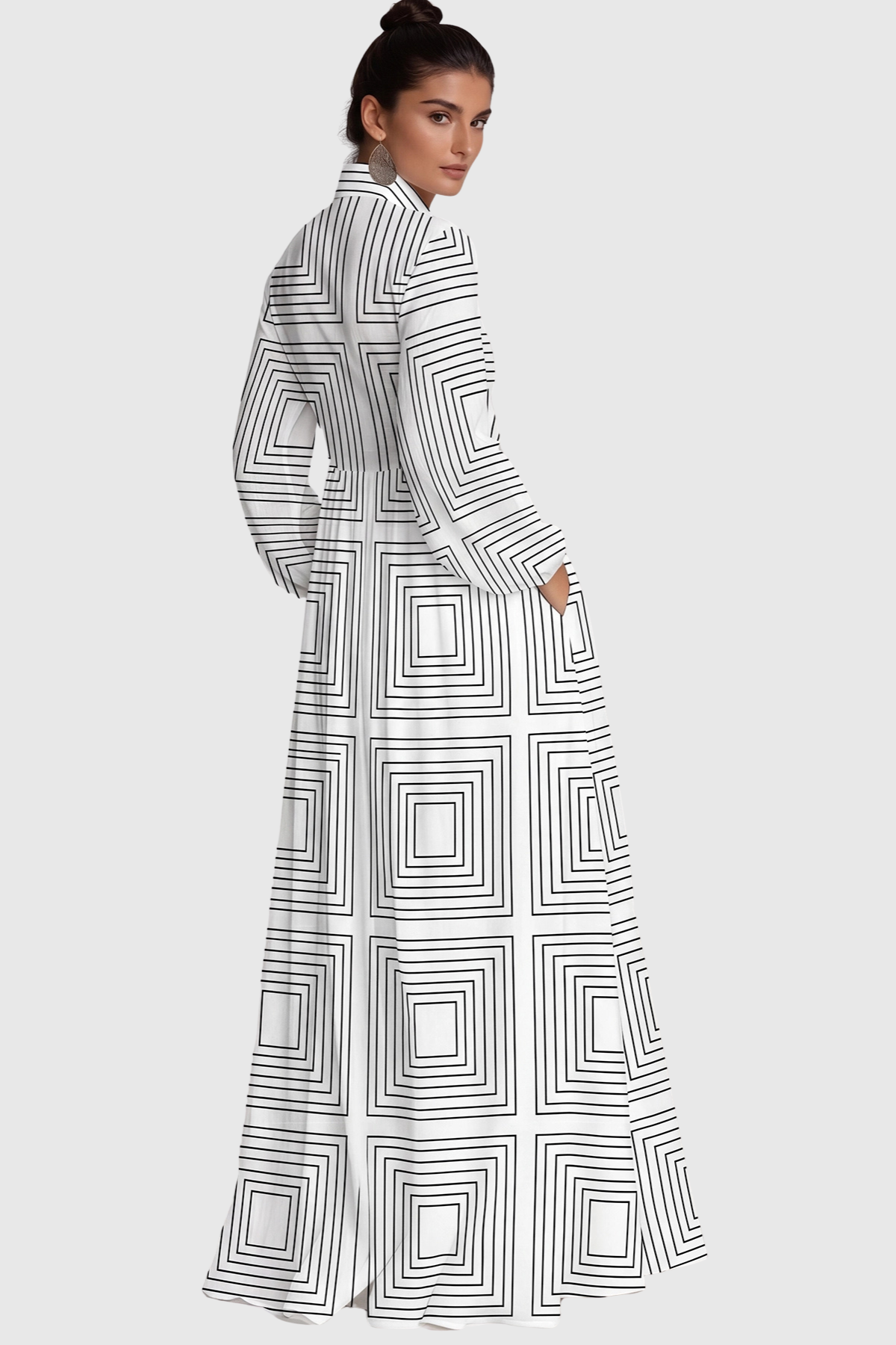 Judie Geometric Print Maxi Dress - White