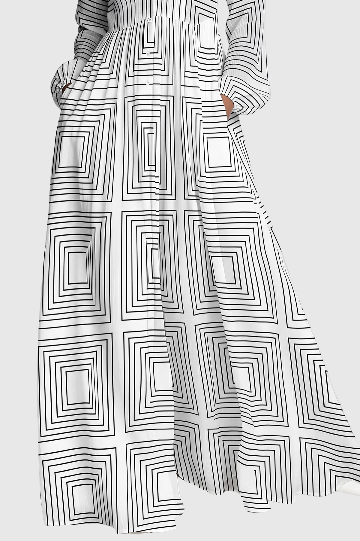 Judie Geometric Print Maxi Dress - White