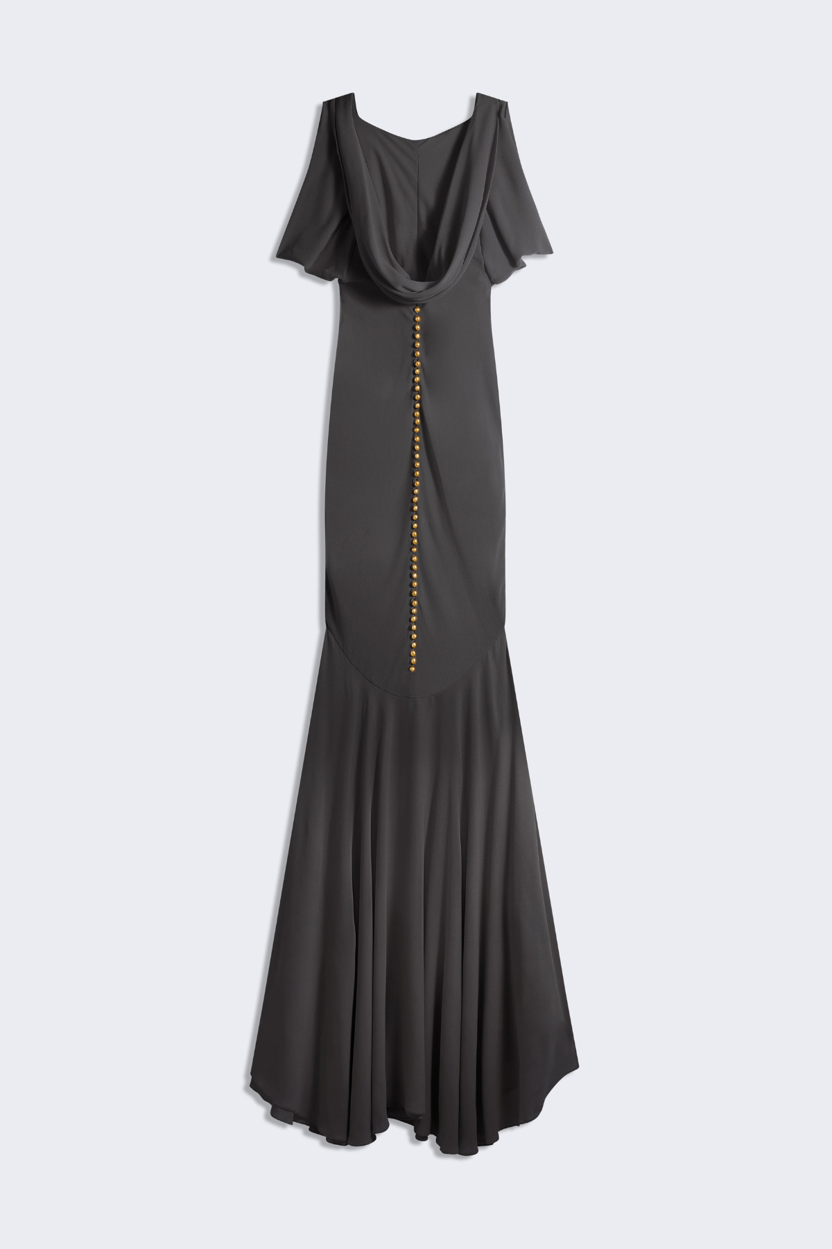 Judso Draped Buttoned Maxi Dress - Black