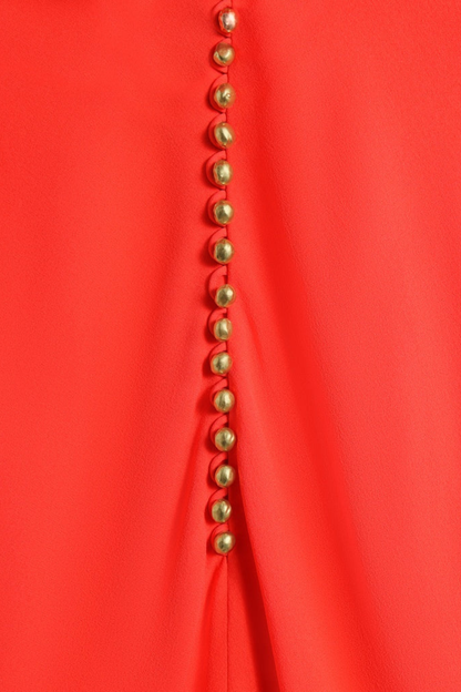 Judso Draped Buttoned Maxi Dress - Red