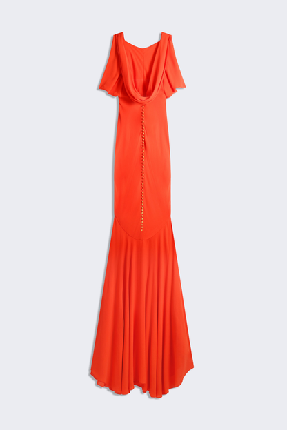 Judso Draped Buttoned Maxi Dress - Red