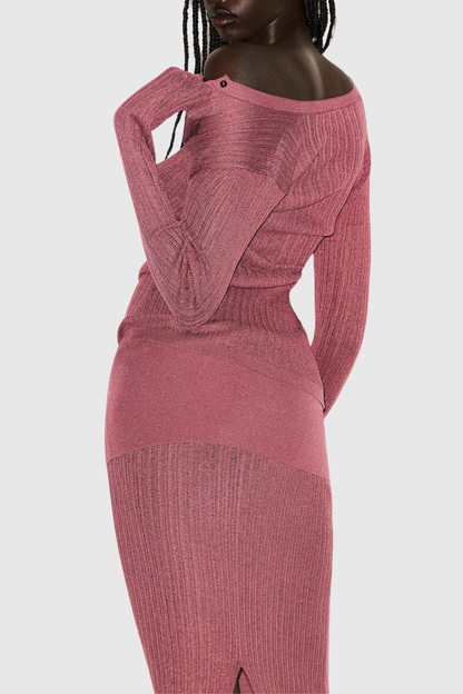 Jules Sheer Long Sleeve Knit Top - Pink