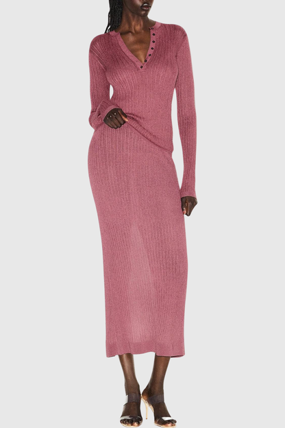 Jules Sheer Long Sleeve Knit Top - Pink