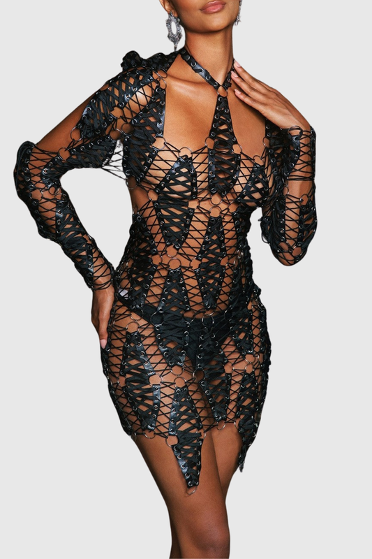 Julieta Lace-up Backless Mini Dress