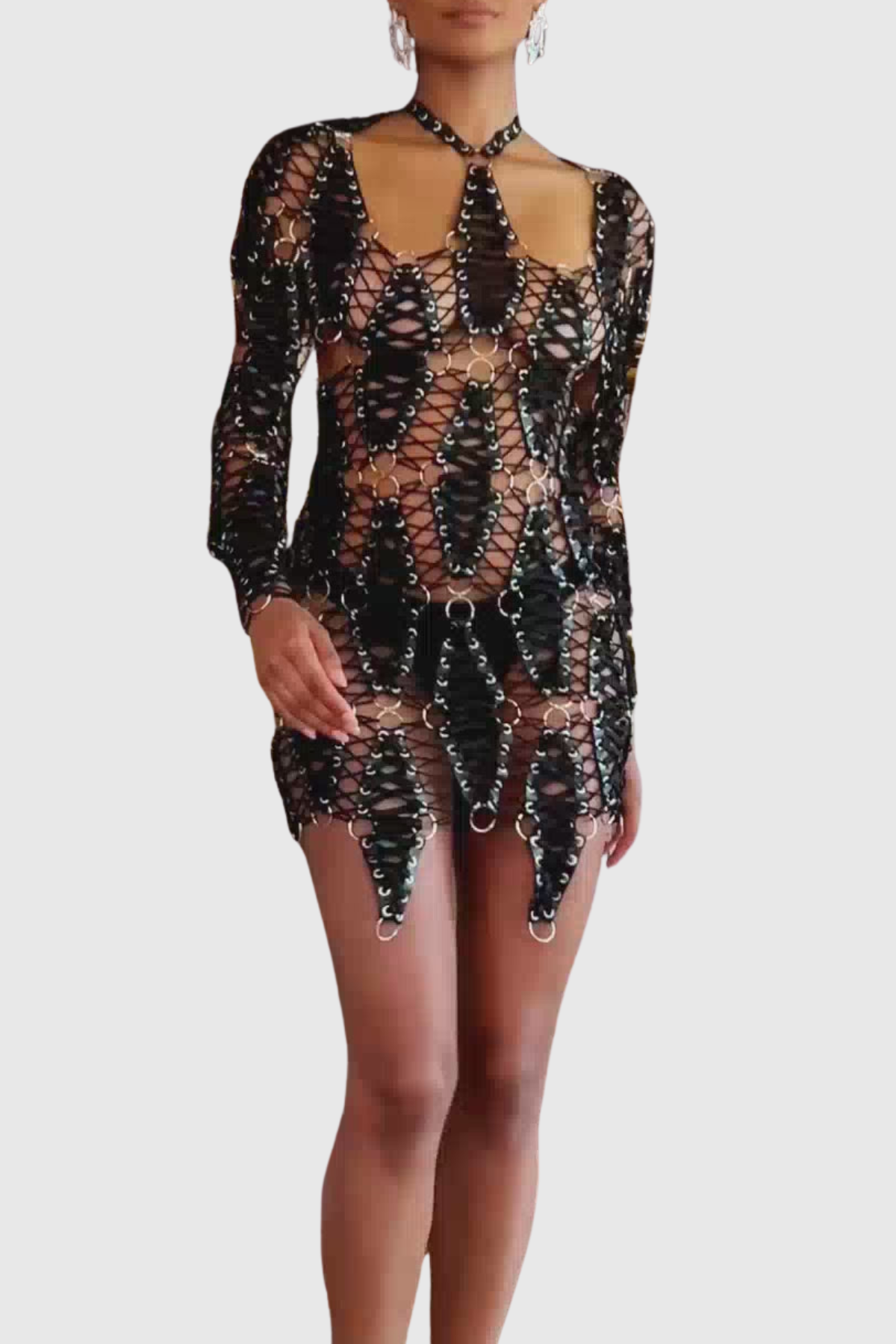 Julieta Lace-up Backless Mini Dress