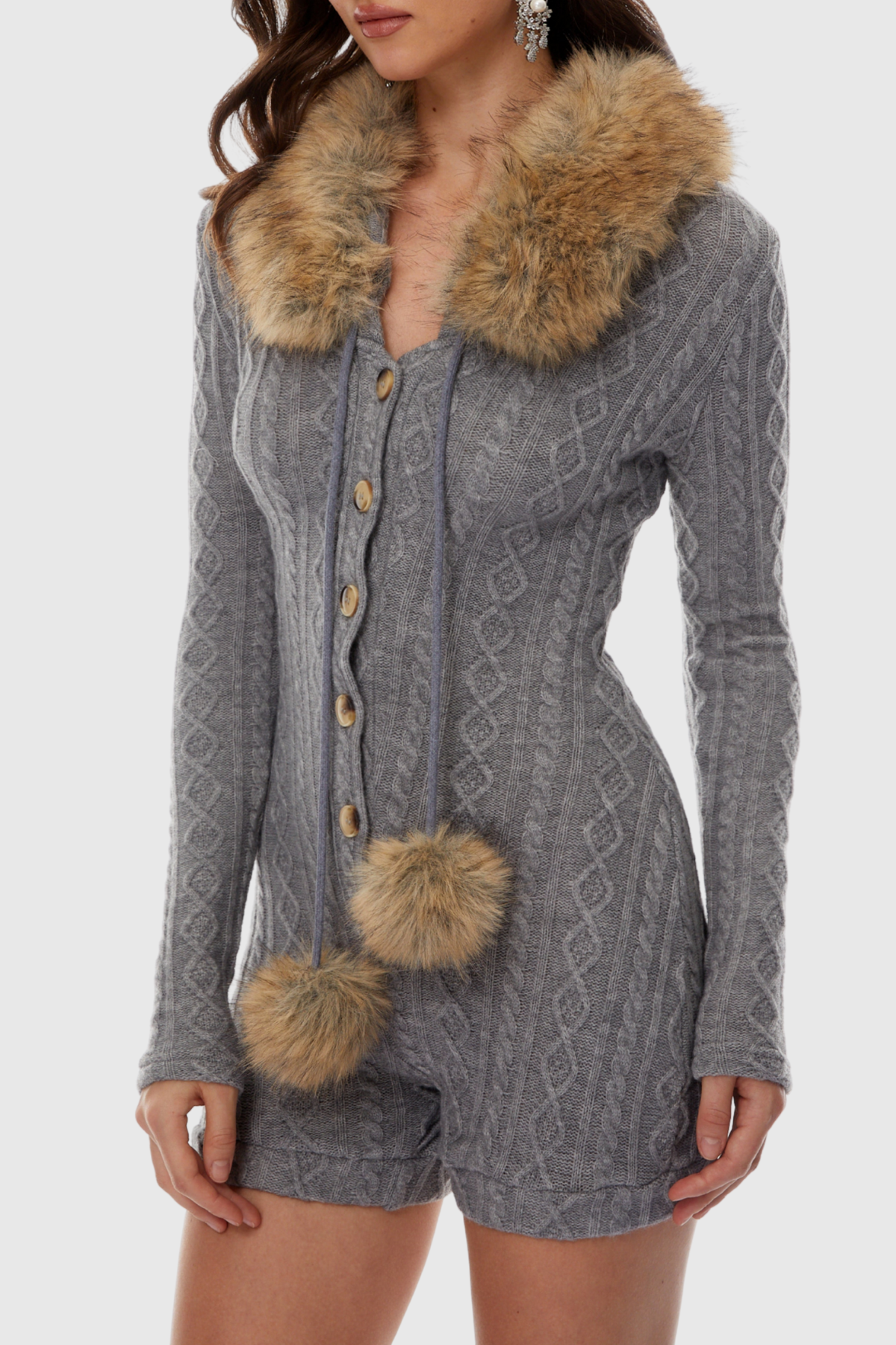 Julita Faux Fur Knit Playsuit