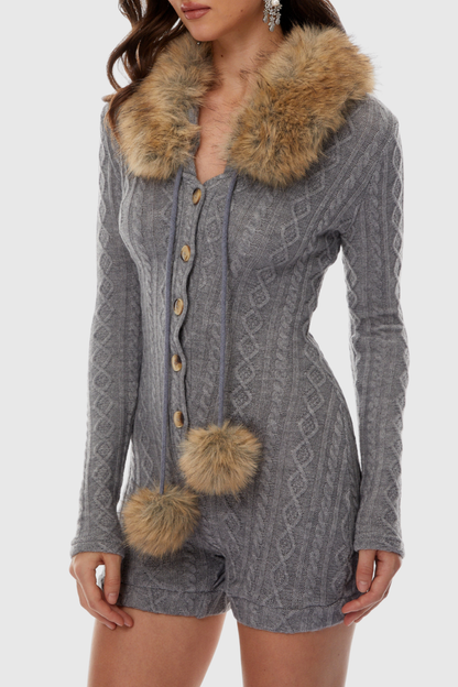 Julita Faux Fur Knit Playsuit