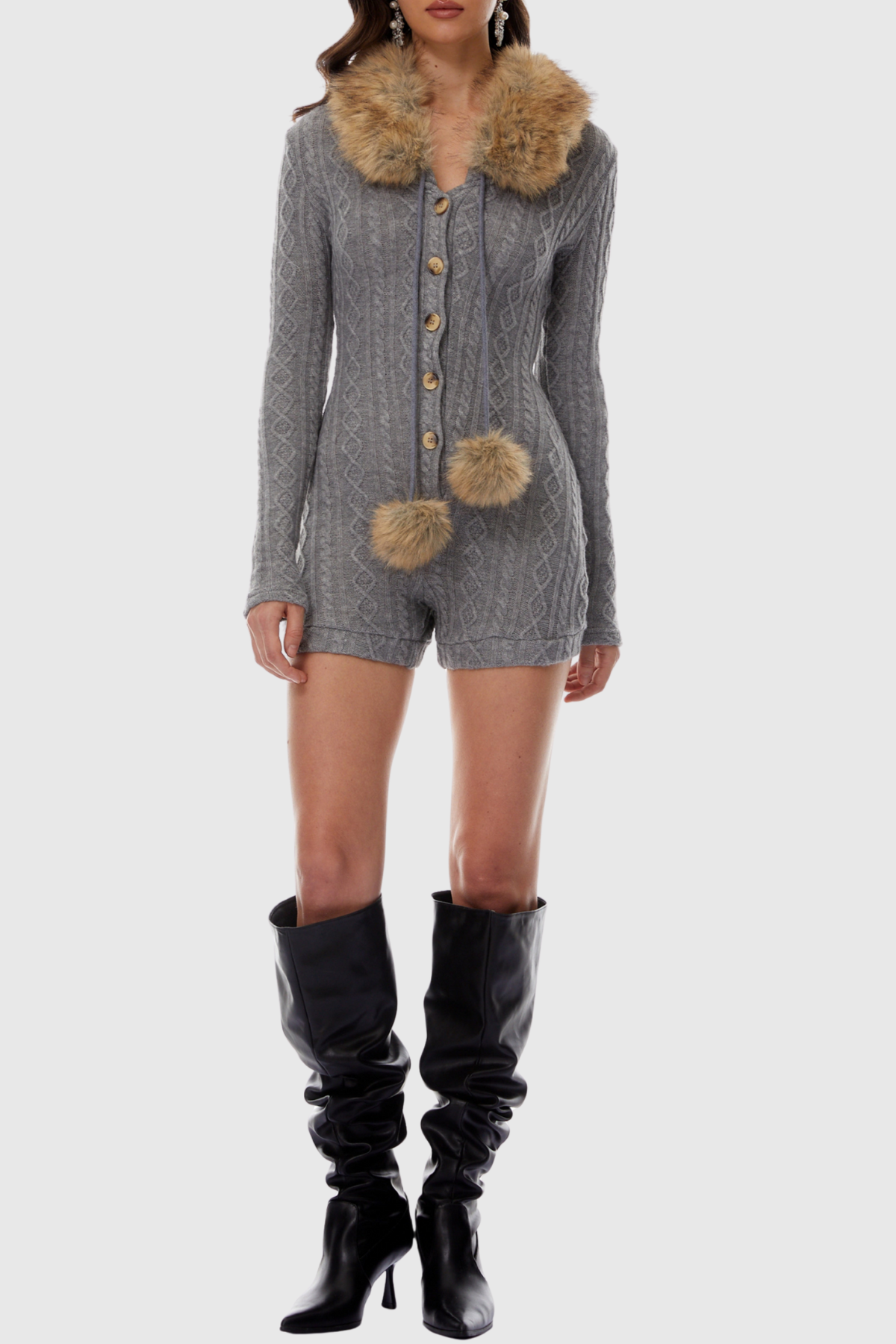 Julita Faux Fur Knit Playsuit